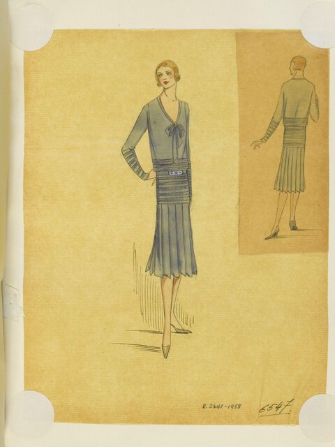1920s Women's Dress Fashion Sketch