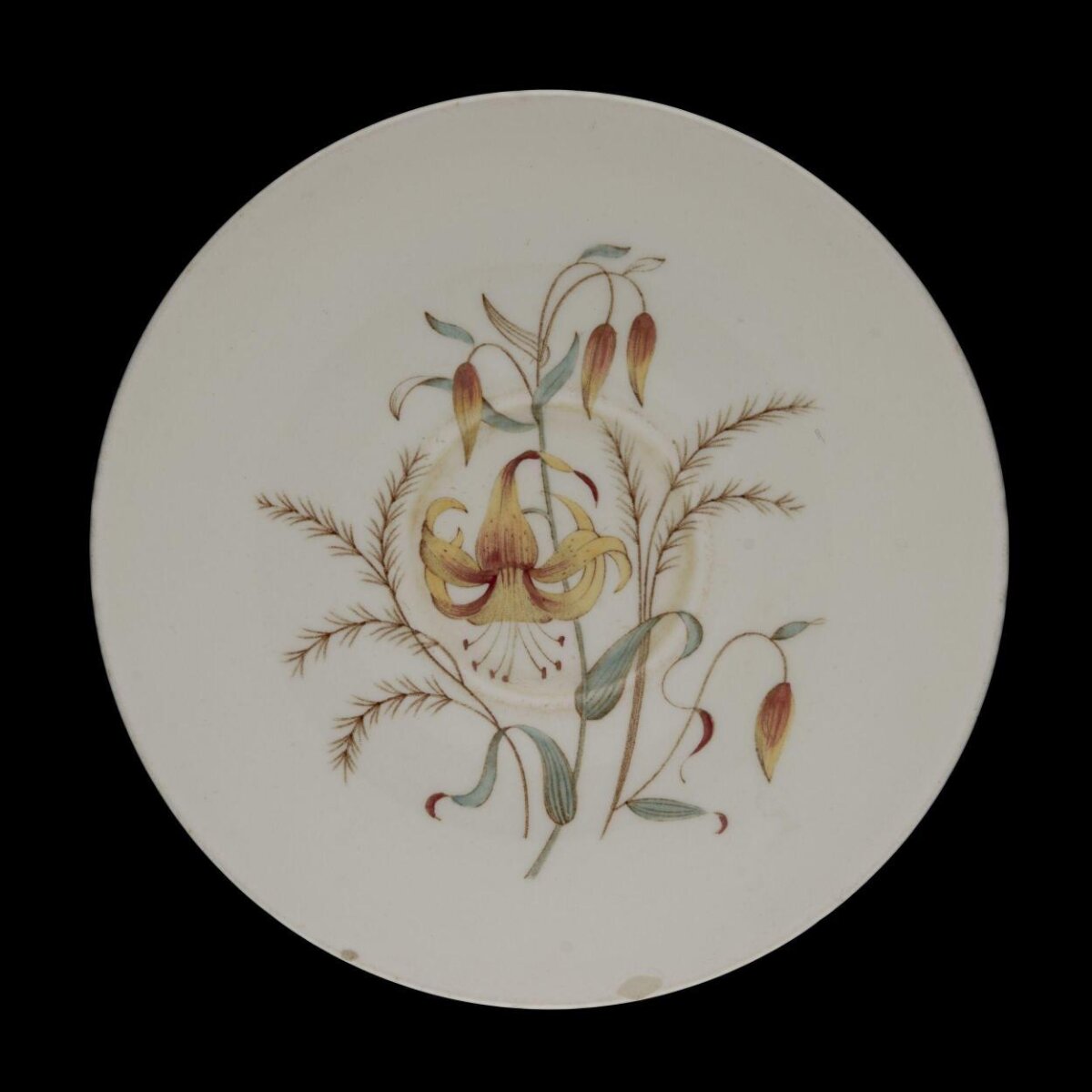 Hand-painted Lily Pattern Ceramic Plate