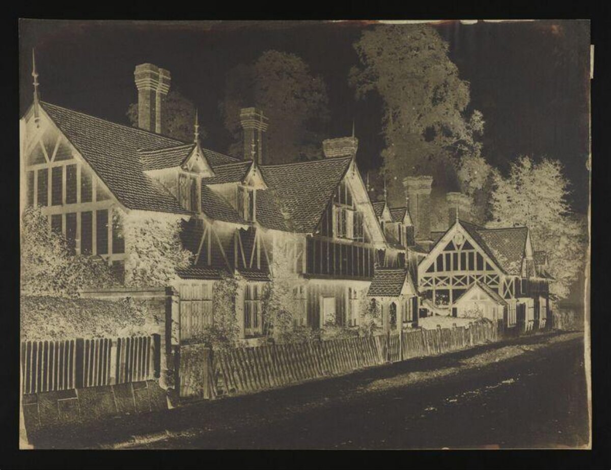 Vintage Negative of Tudor Cottages