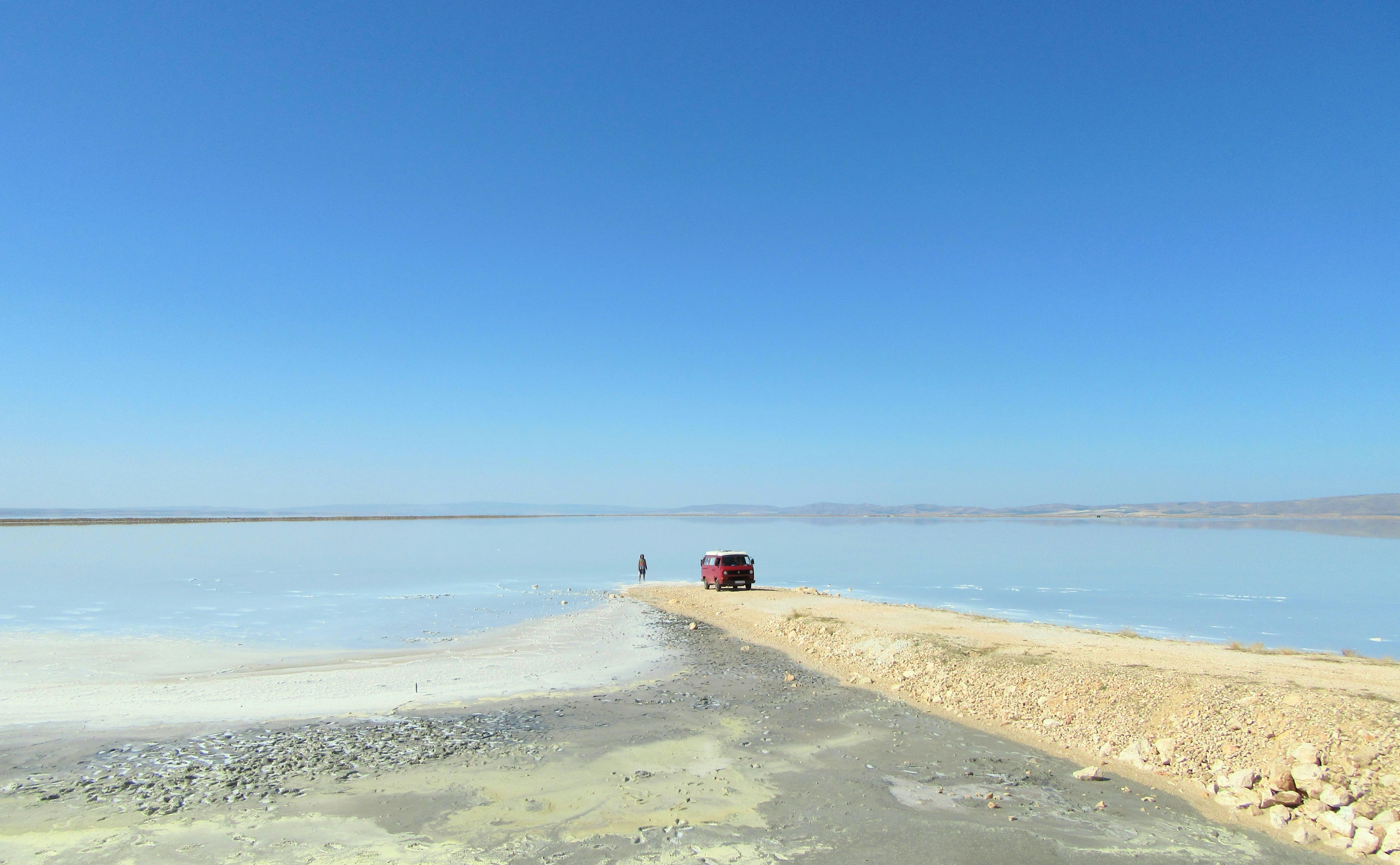 Red Van on Salt Lake Path