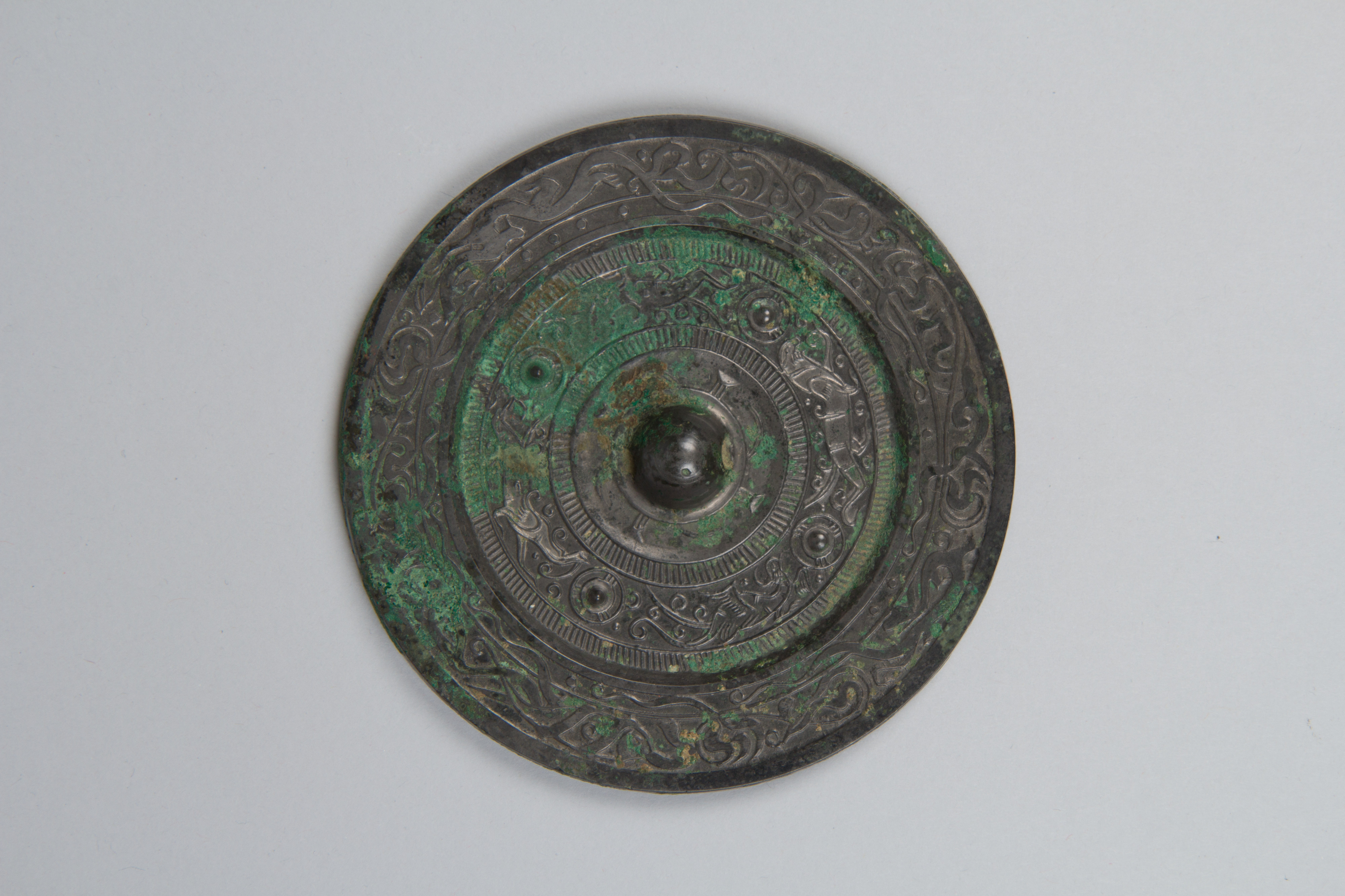 Ancient Bronze Mirror with Patterns