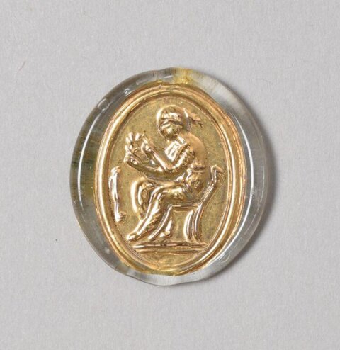 Oval Gold Engraved Seated Figure Seal