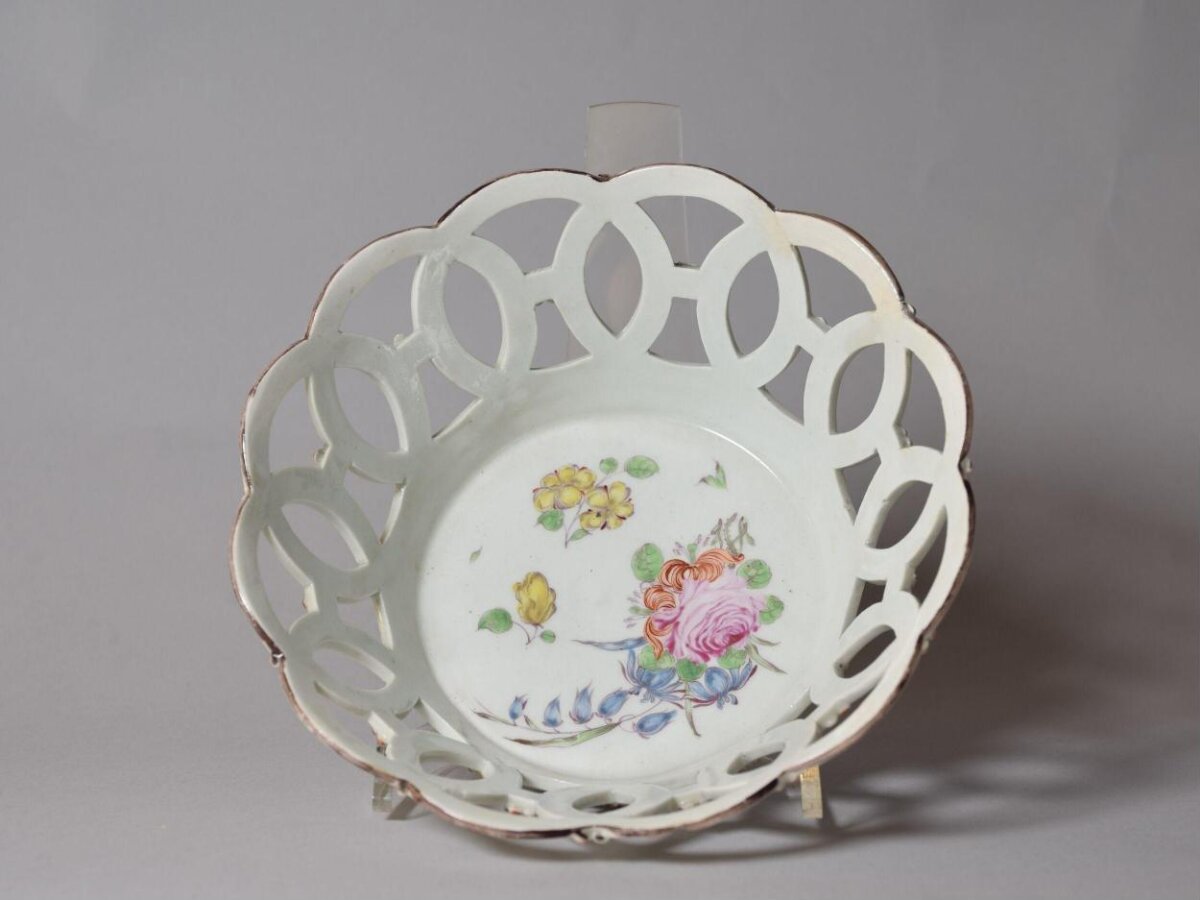Painted Openwork Porcelain Basket