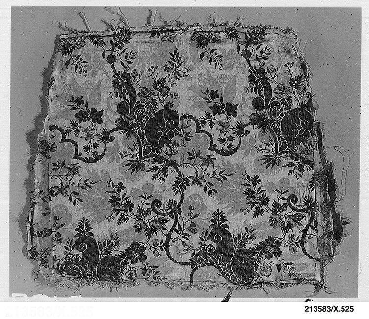 Antique Floral Pattern Textile Fragment