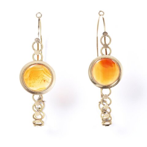 Pair of Carnelian Gold Drop Earrings