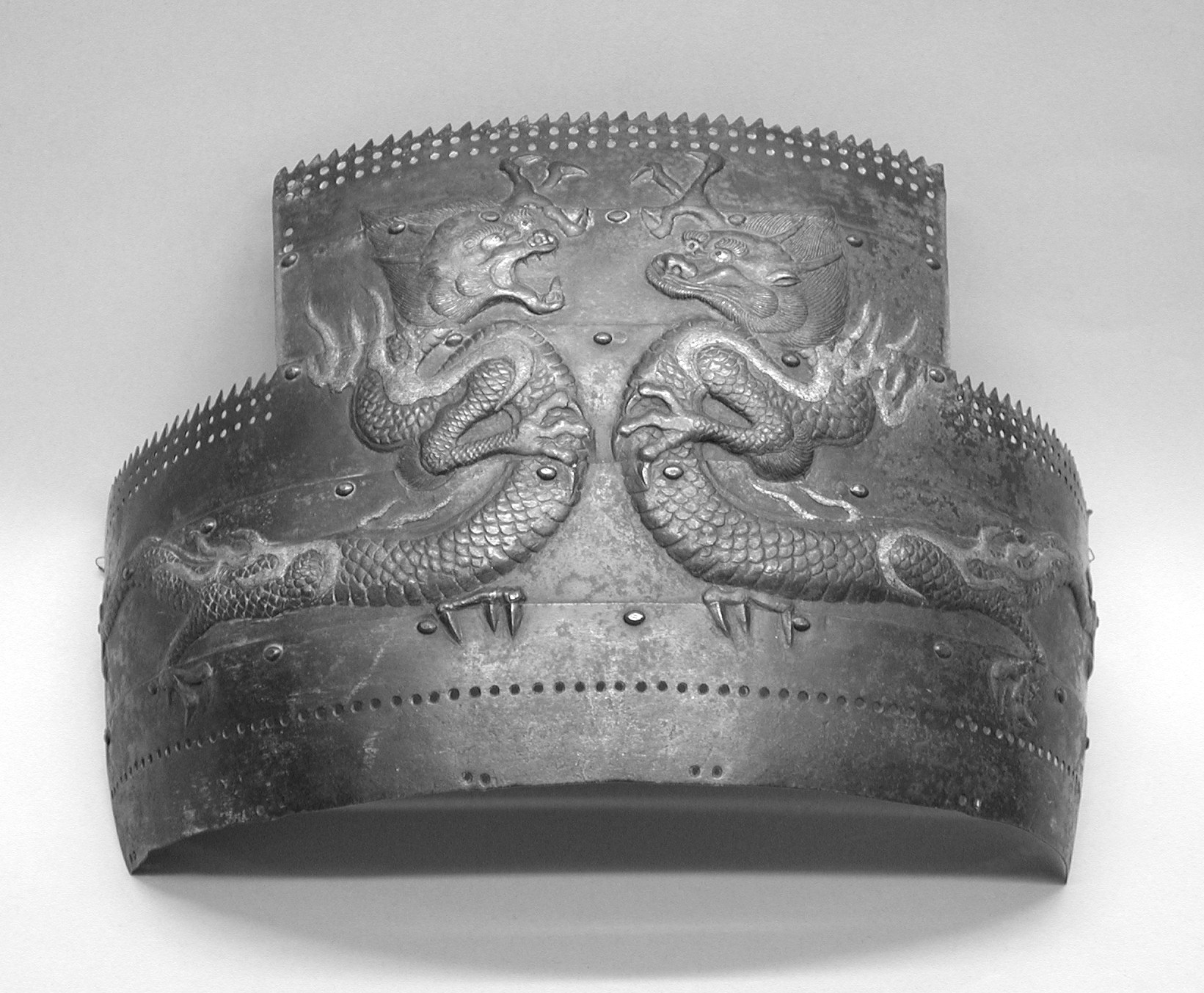 Carved Double Dragon Bronze Armour Piece