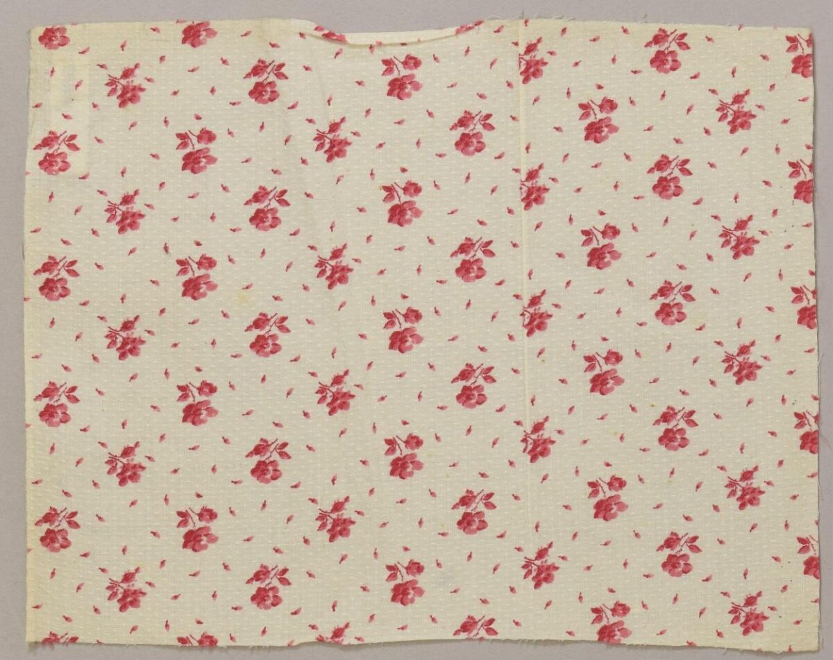 Vintage Red Floral Print Fabric Swatch