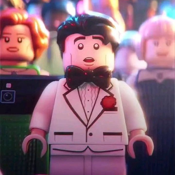 Surprised Lego Minifigure in White Tuxedo