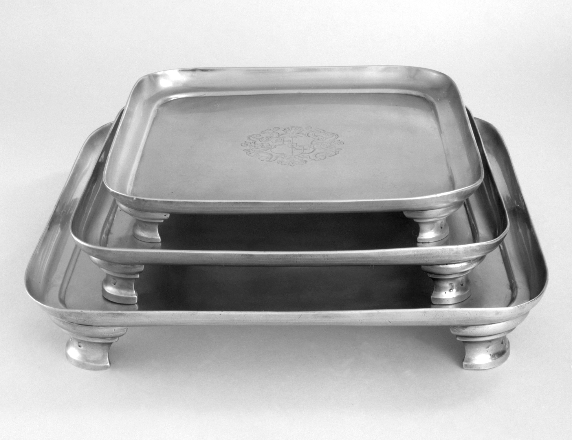 Set of Three Nested Silver Trays