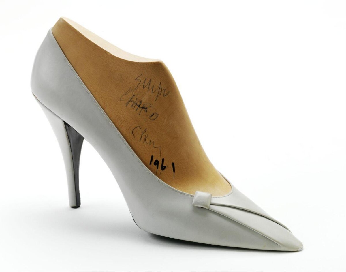 Signed 1961 Light Gray High-Heeled Shoe