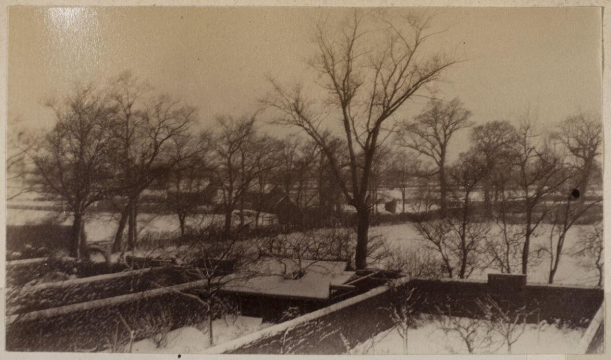 Vintage Snowy Winter Rural Scene
