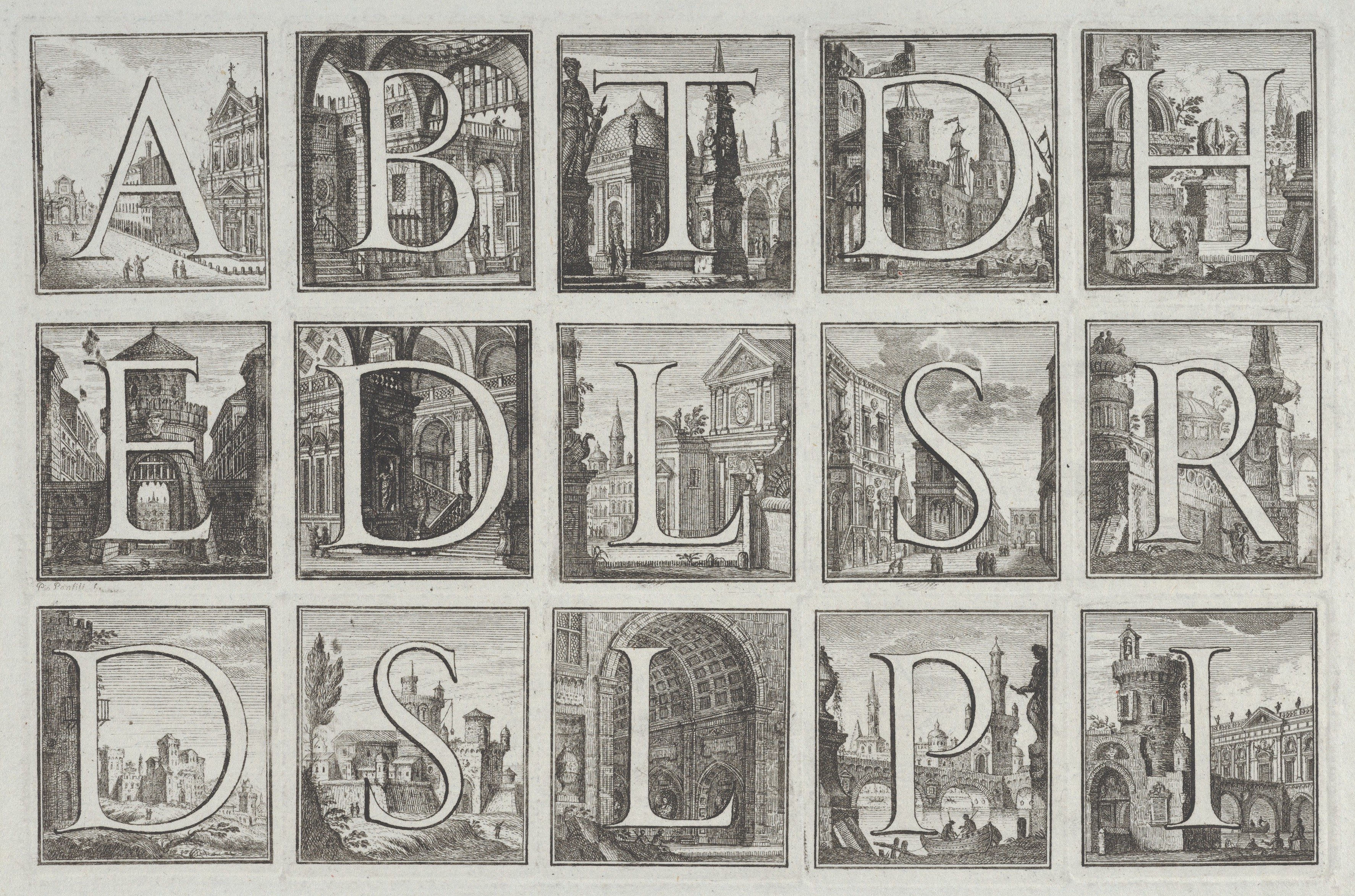 Engraved Architectural Decorative Alphabet