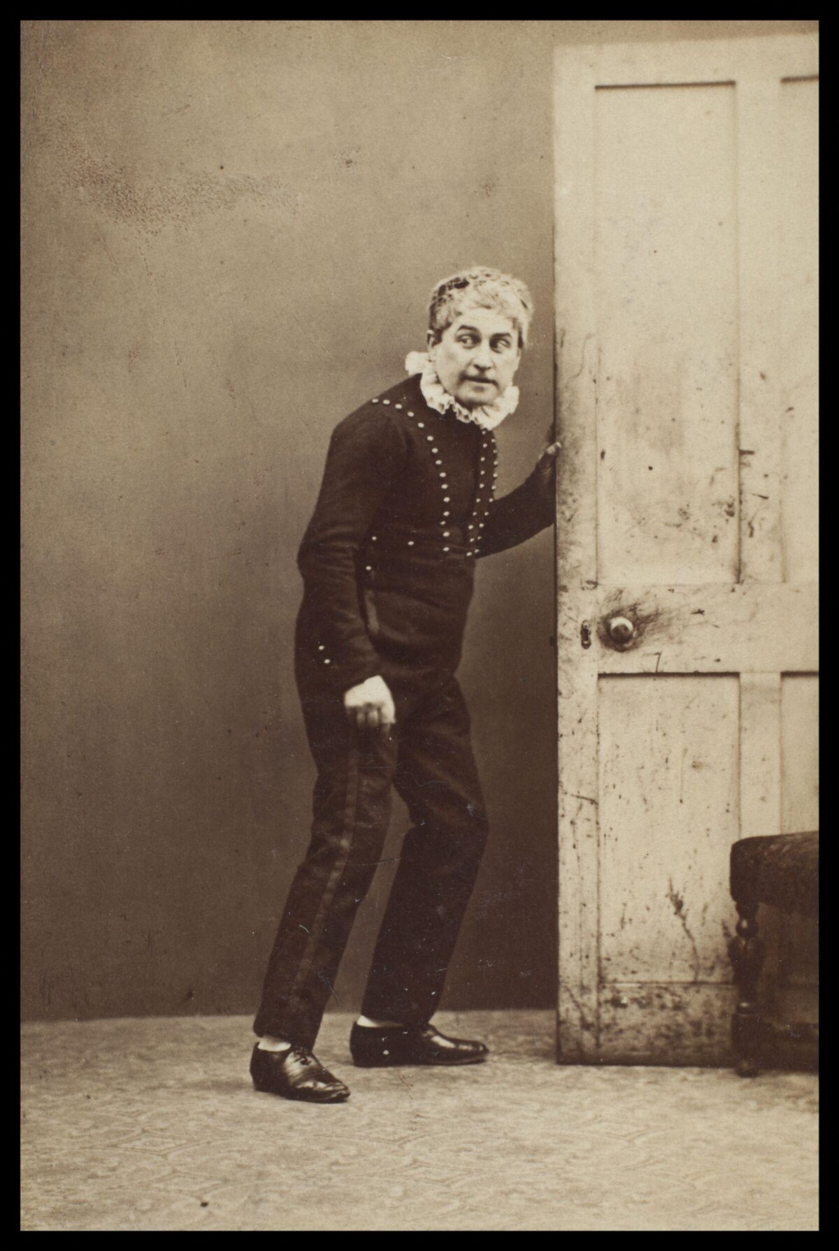 Vintage Actor Peeking From Door