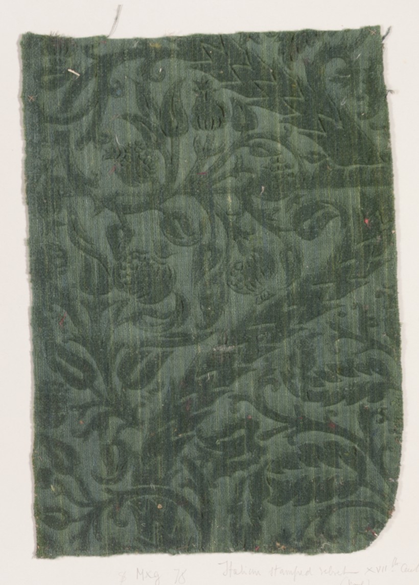17th Century Italian Stamped Velvet Fragment