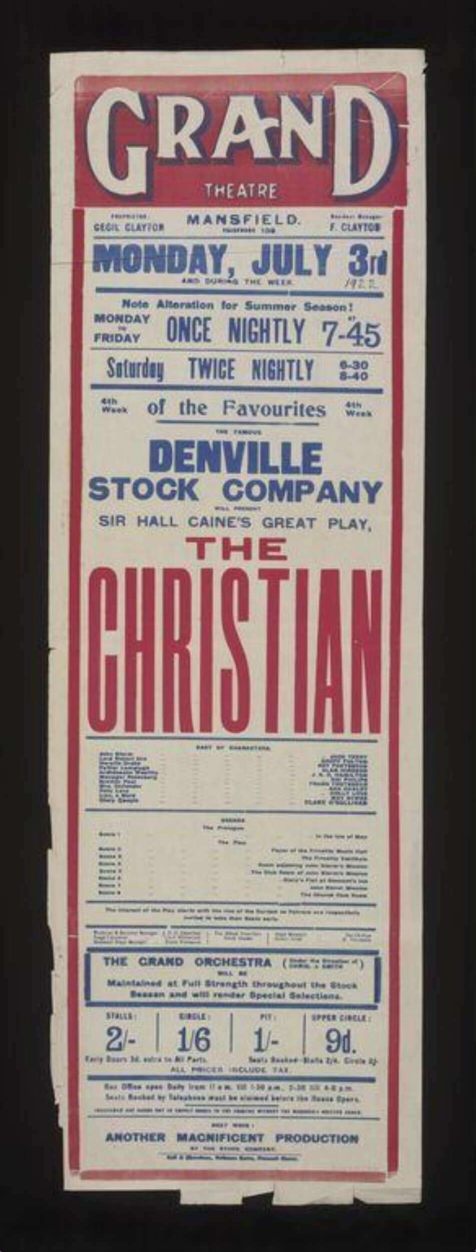 Vintage Grand Theatre Play Poster