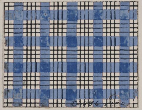 Blue Checkered Abstract Artwork