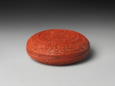 Carved Red Lacquer Dragon Pattern Box