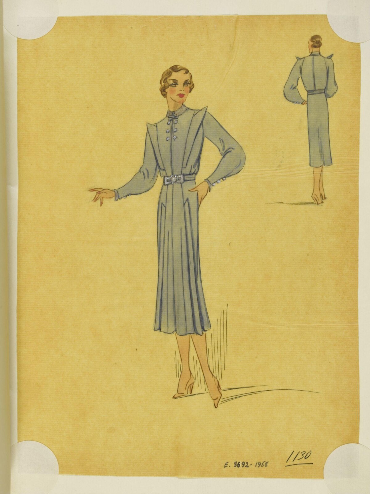 Vintage Dress Fashion Design Sketch