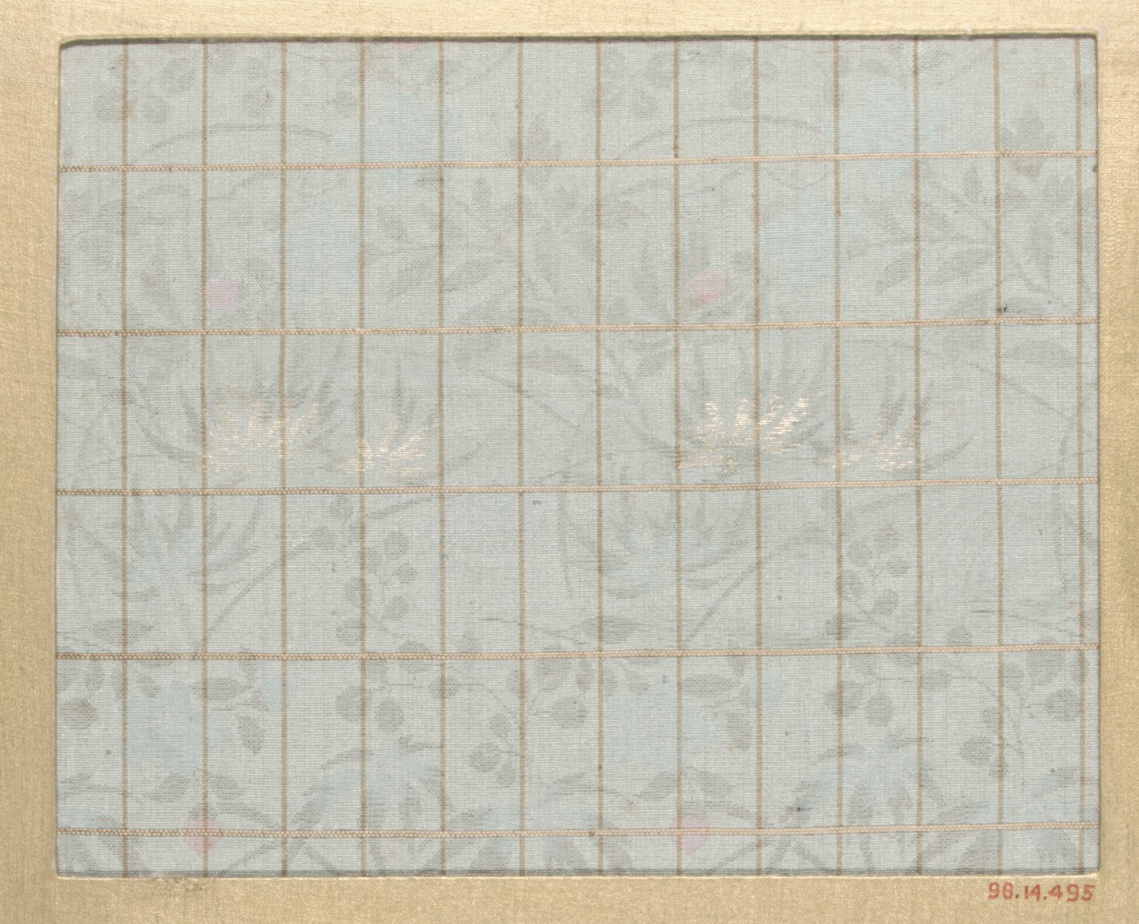 Light Blue Grid Floral Woven Textile