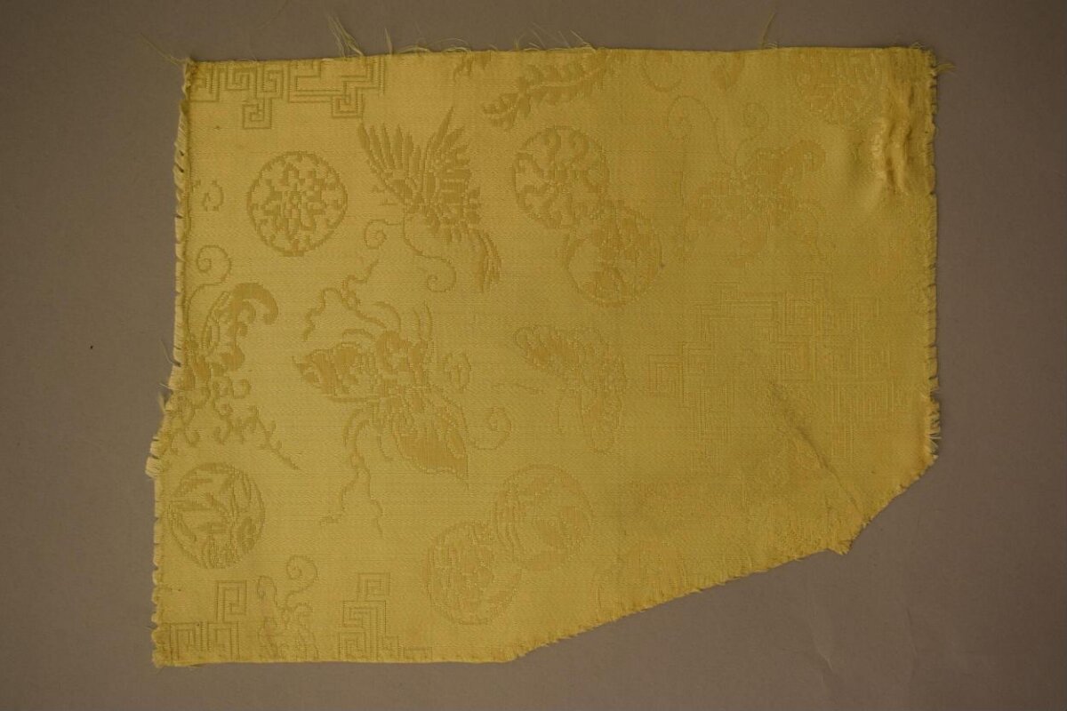 Yellow Woven Patterned Textile Fragment