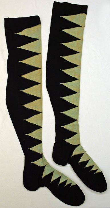 Black Green Geometric Over-the-knee Socks