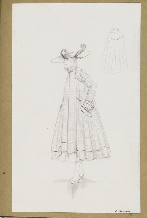 Vintage Coat Fashion Design Sketch