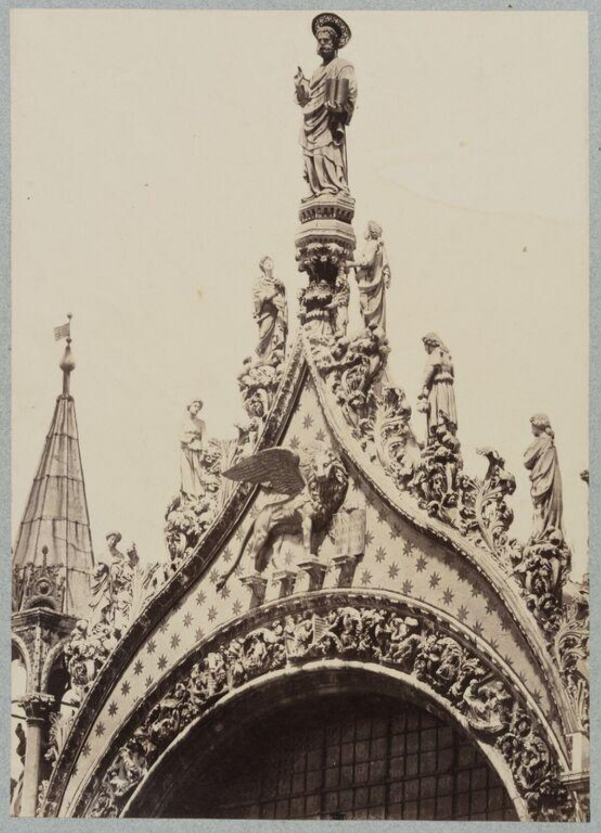 Gothic Entrance Gable with Stone Sculptures