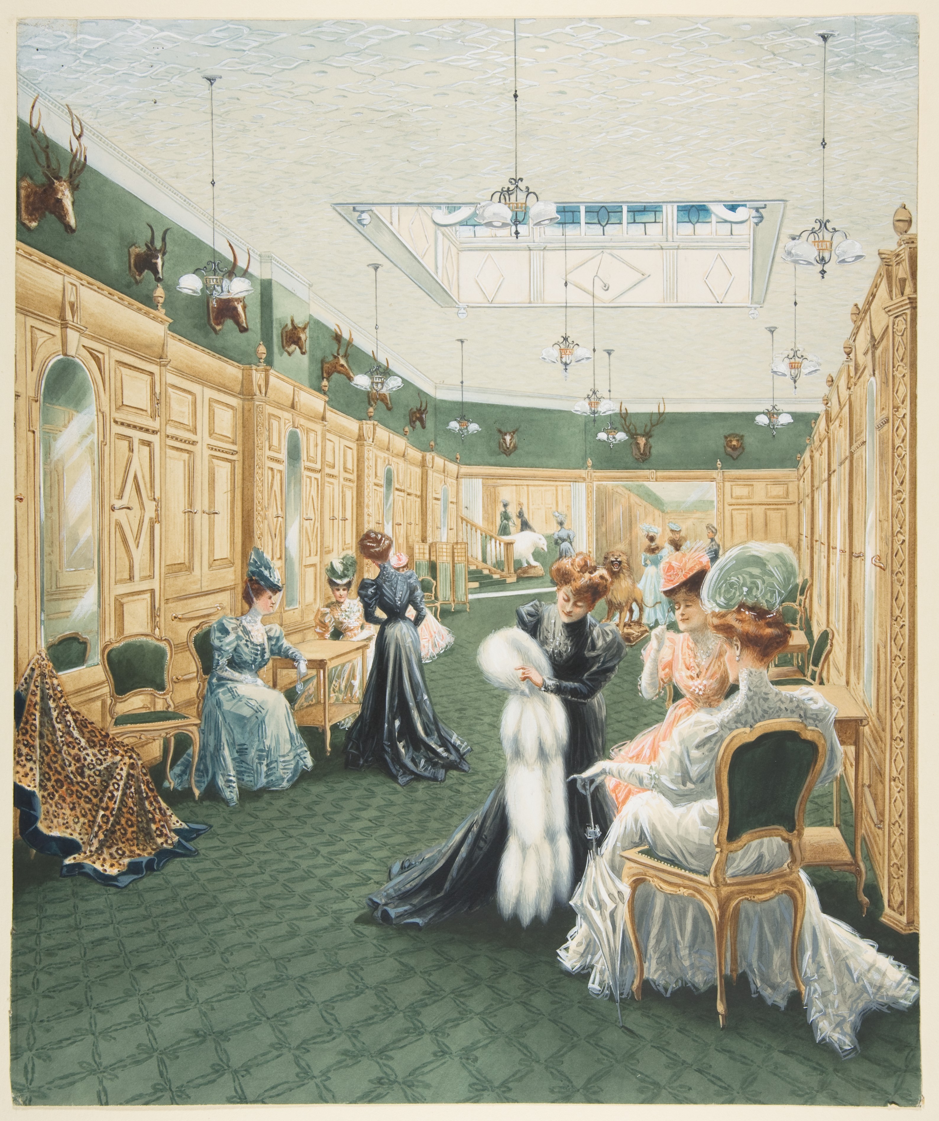 Victorian Ladies Fur Shop Interior