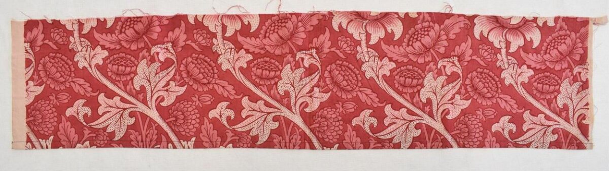 Red Floral Patterned Fabric Strip