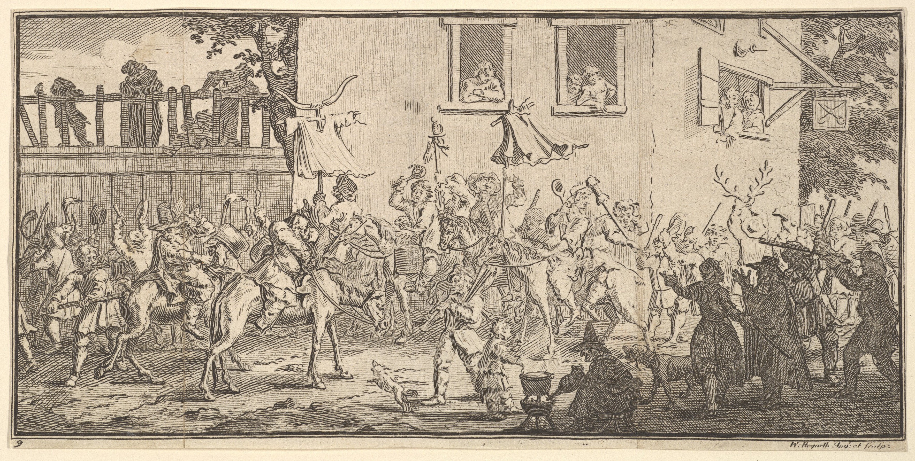 Village Procession Engraving by Hogarth