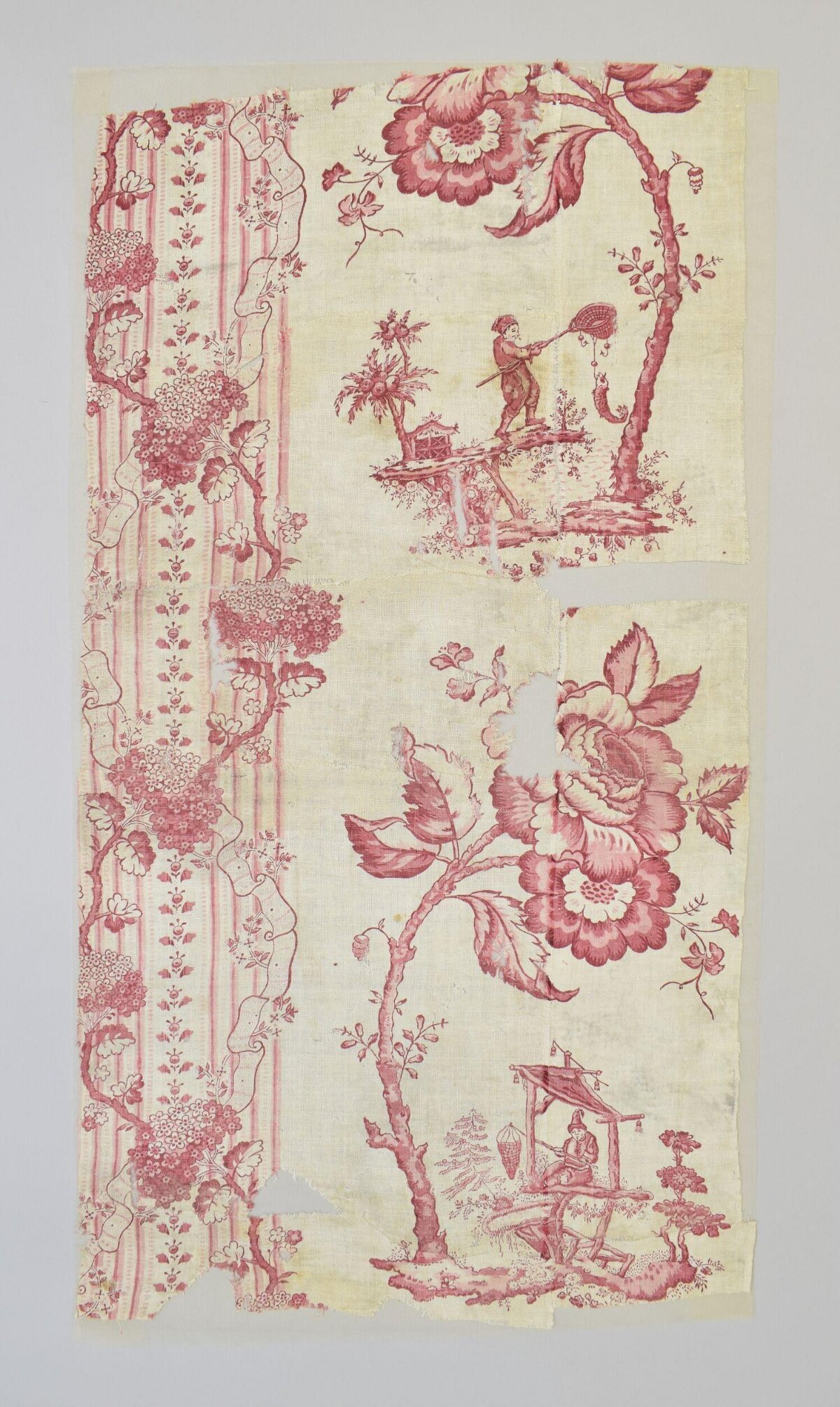Antique Red Printed Textile Fragment