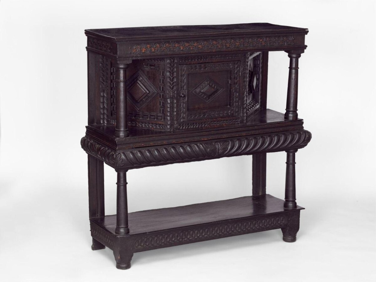 Carved Dark Antique Wooden Sideboard