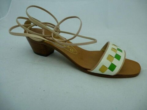 Checkered Strappy Block Heel Sandal