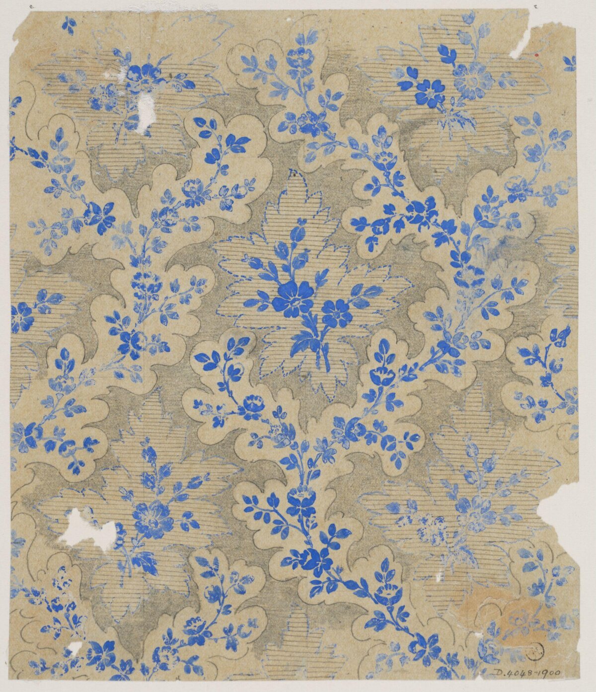 Vintage Blue Floral Textile Design