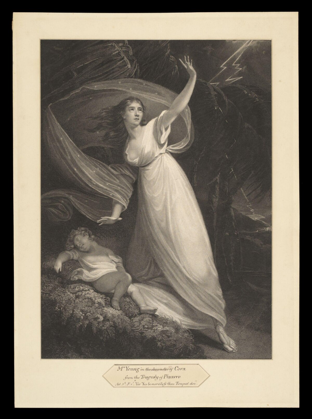 Engraving of Cora from Pizarro Tragedy