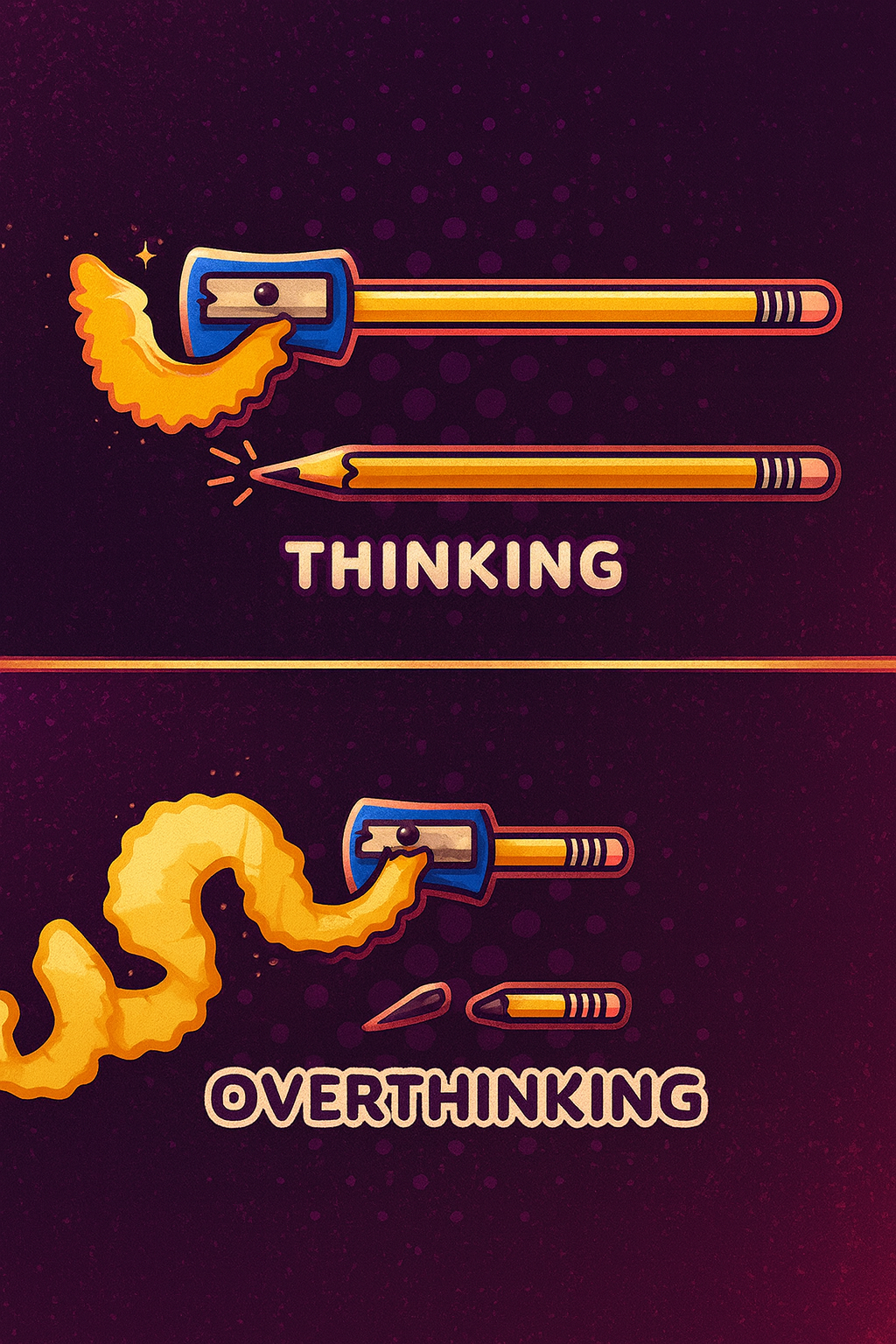 Thinking vs Overthinking Metaphor Illustration