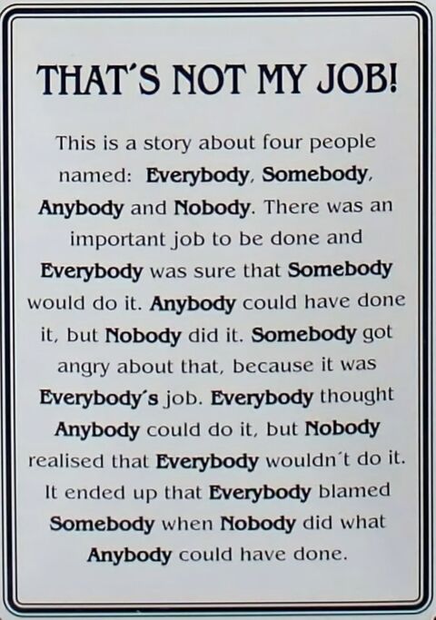 That's Not My Job Humorous Poem