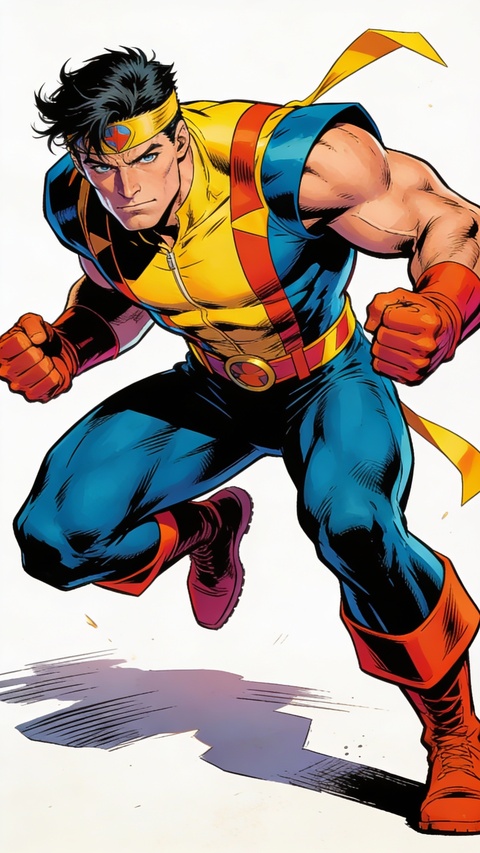 Comic Superhero in Fighting Stance