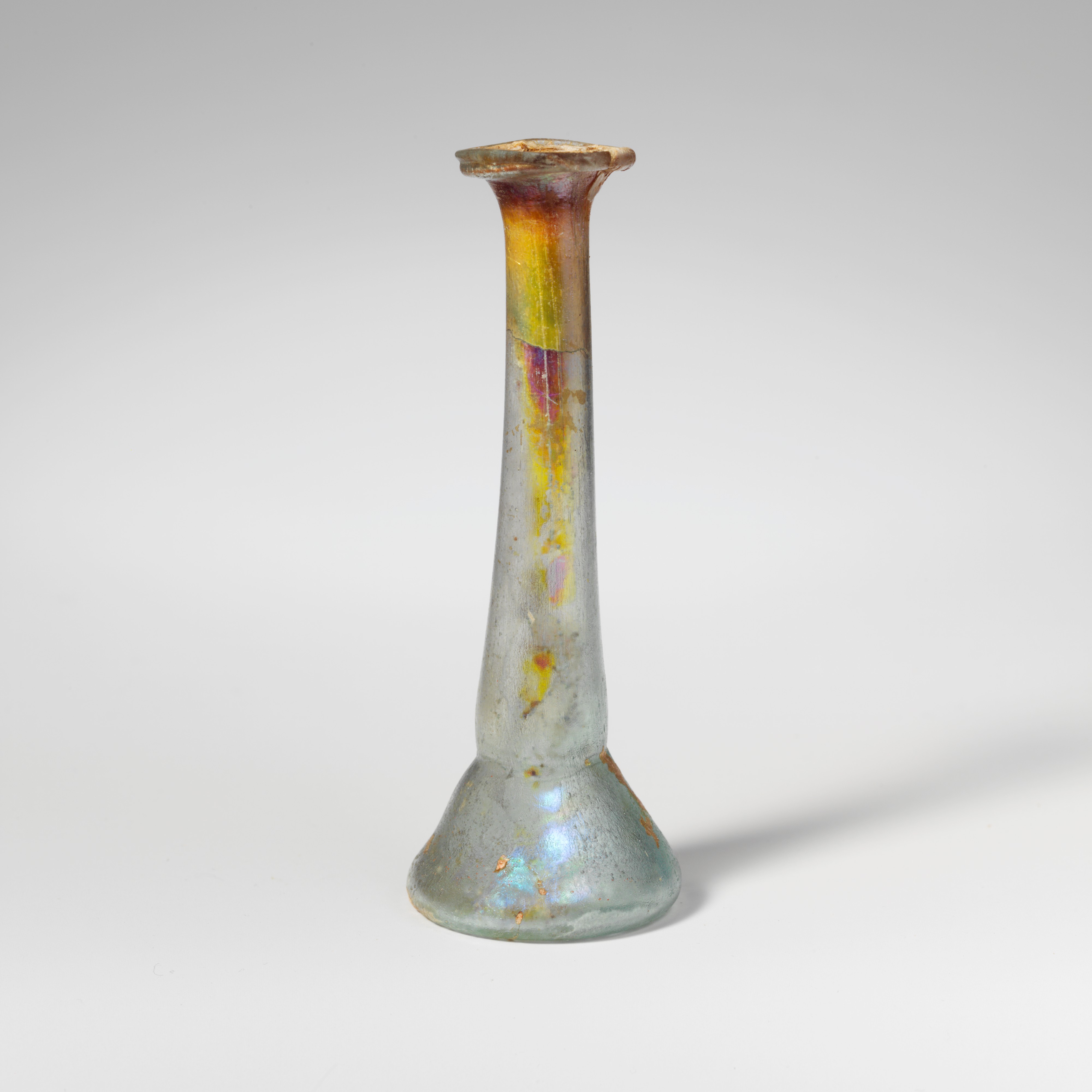 Ancient Iridescent Glass Long-neck Bottle