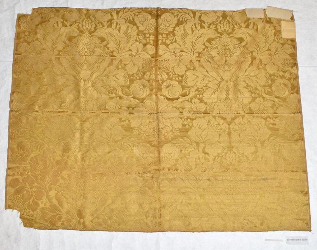 Antique Golden Floral Woven Textile
