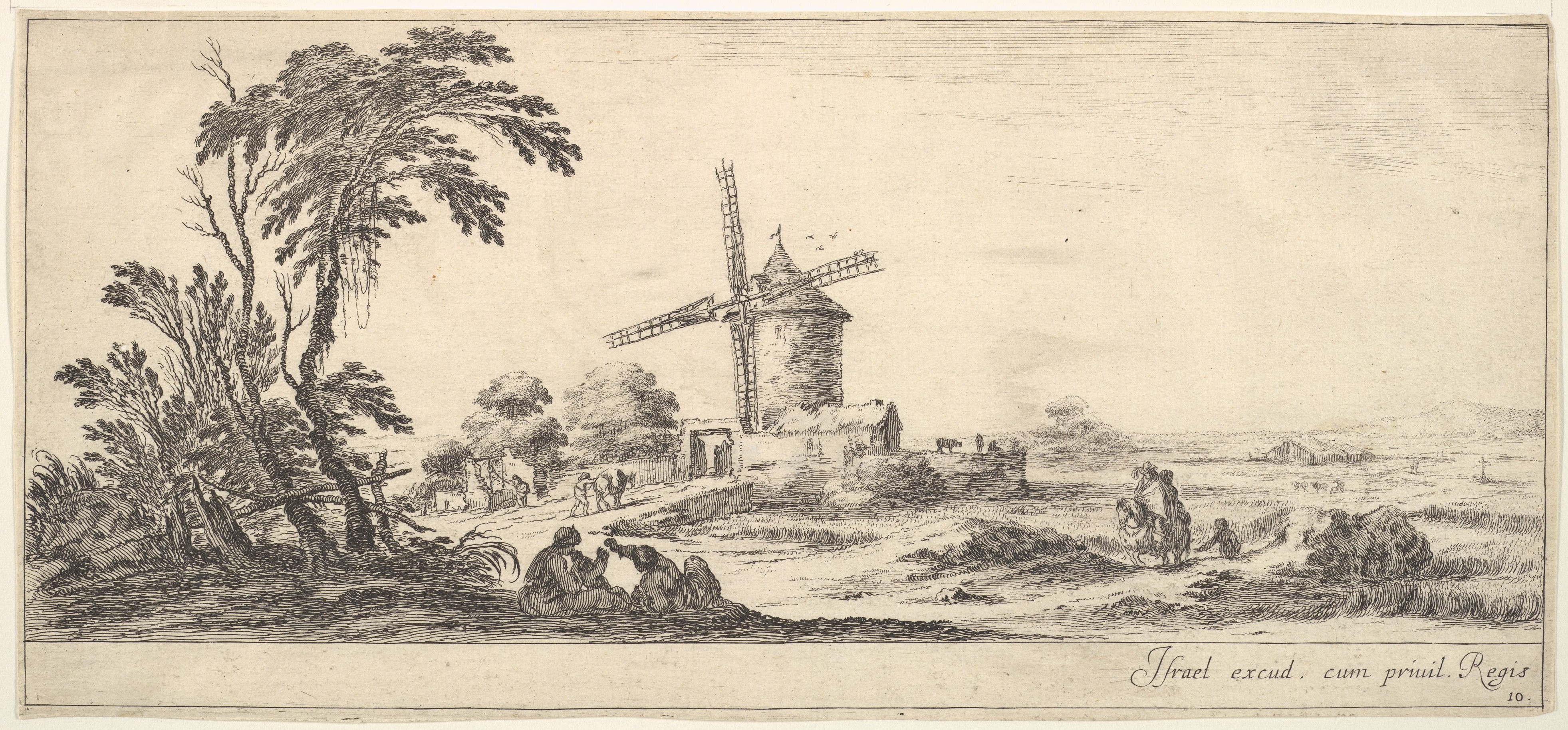 Dutch Landscape with Windmill Etching