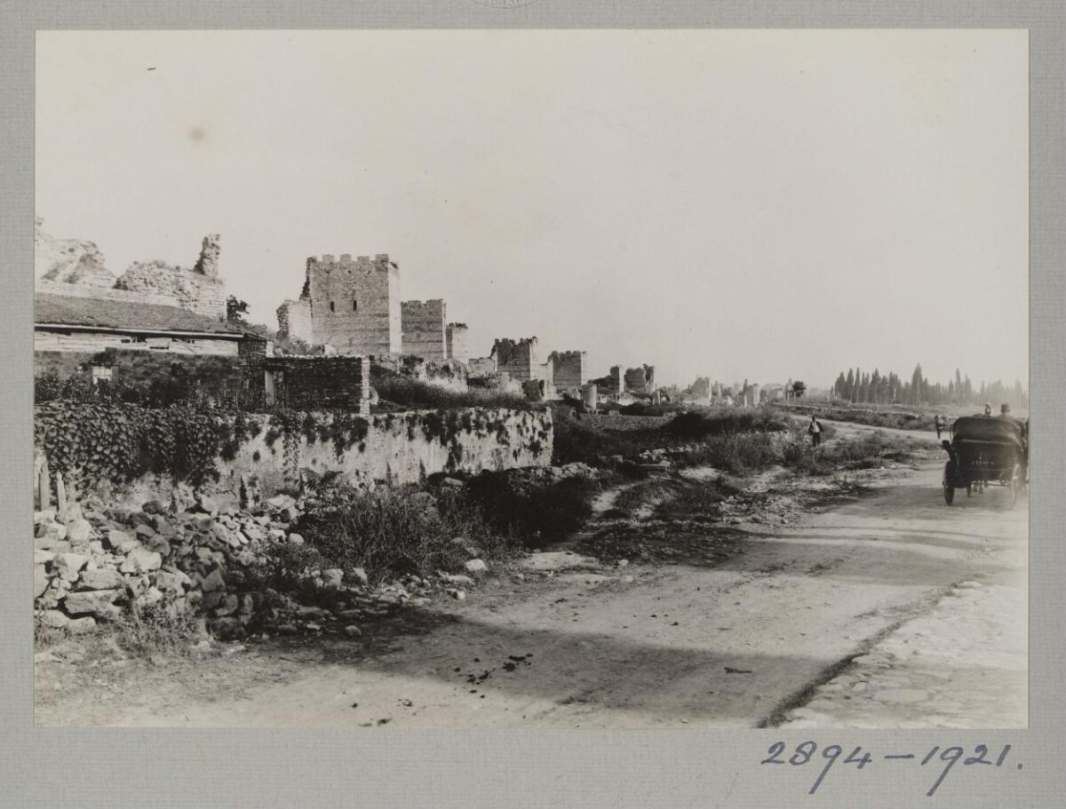 Ancient City Wall Ruins on Old Dirt Road
