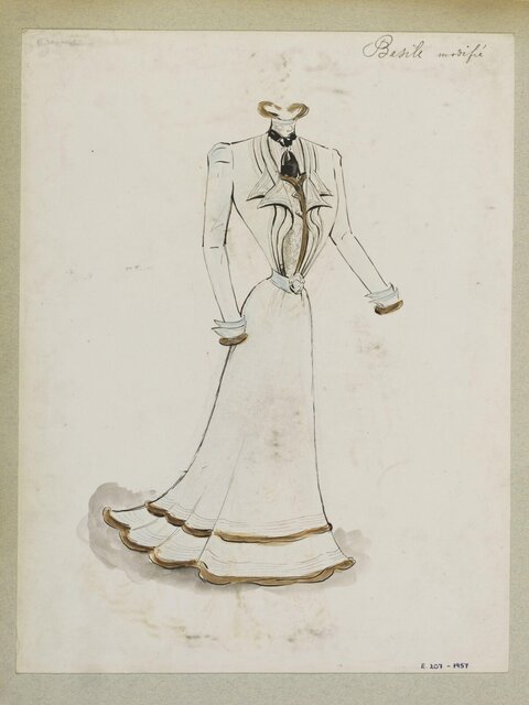 Vintage Hand-drawn Dress Fashion Sketch