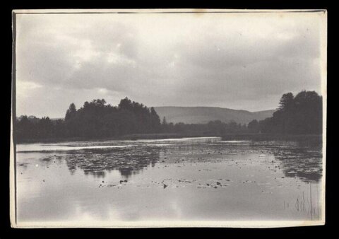 Vintage Black and White Lake Landscape