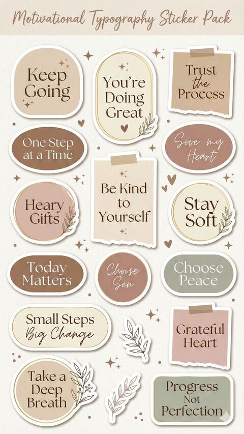 Motivational Typography Sticker Pack