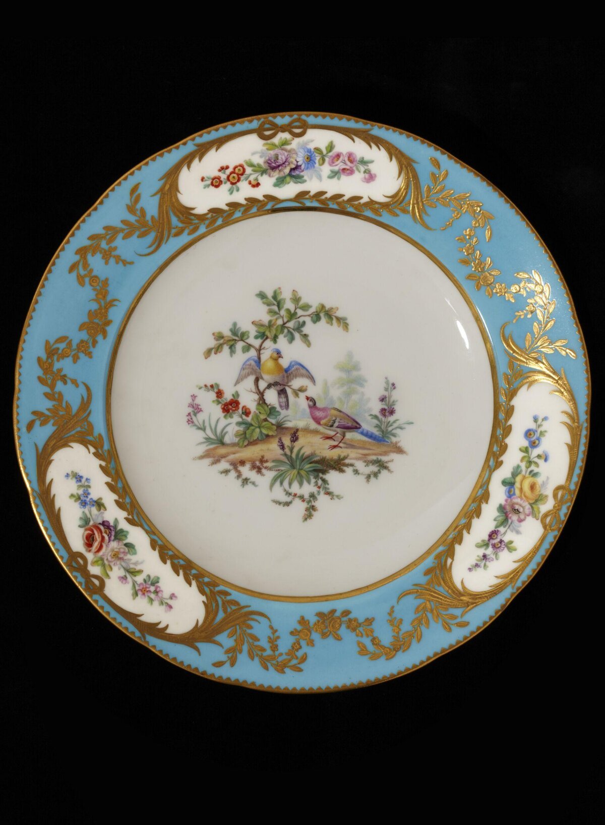 Hand-painted Bird and Flower Porcelain Plate
