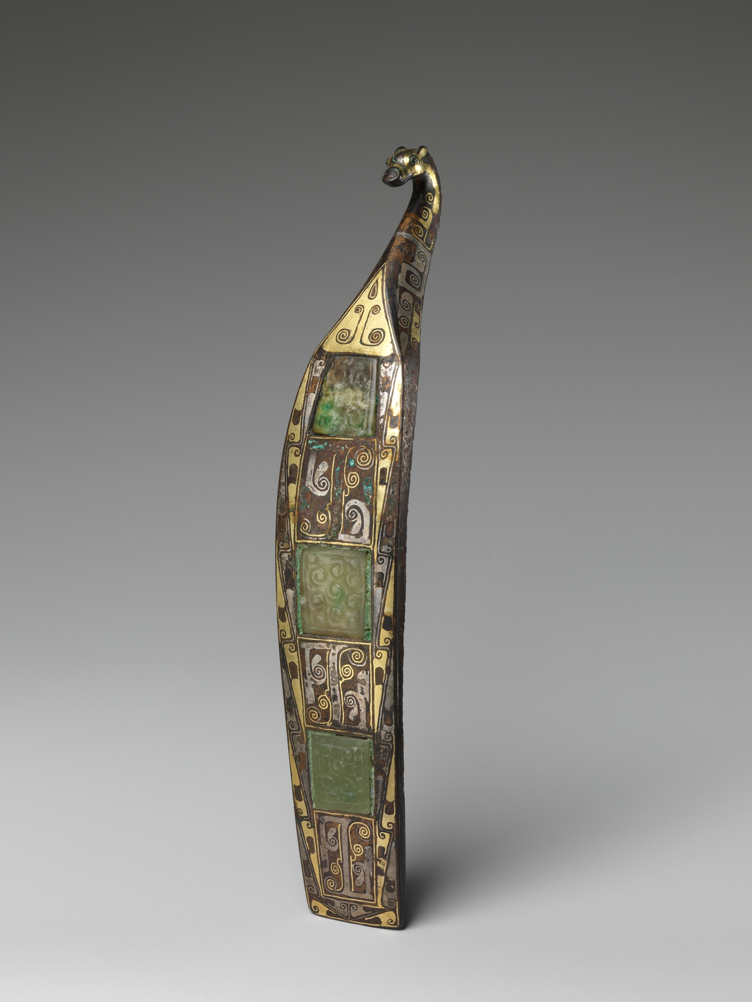 Ancient Inlaid Jade Bronze Belt Hook