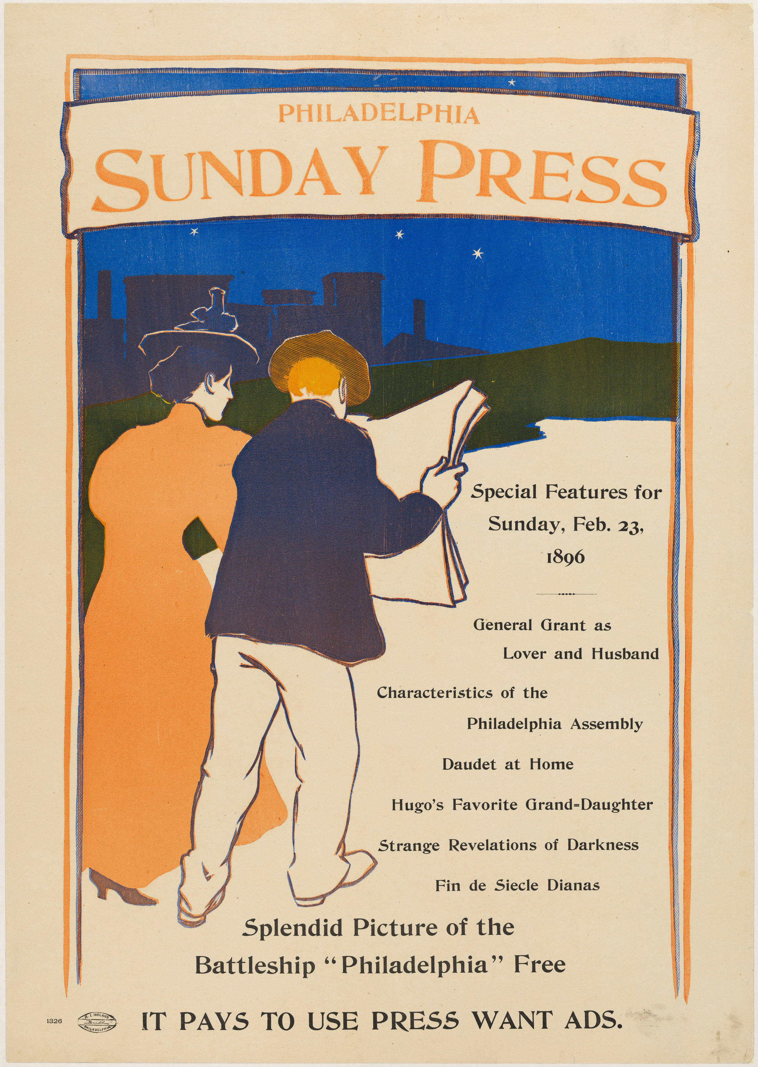 1896 Philadelphia Sunday Press Poster