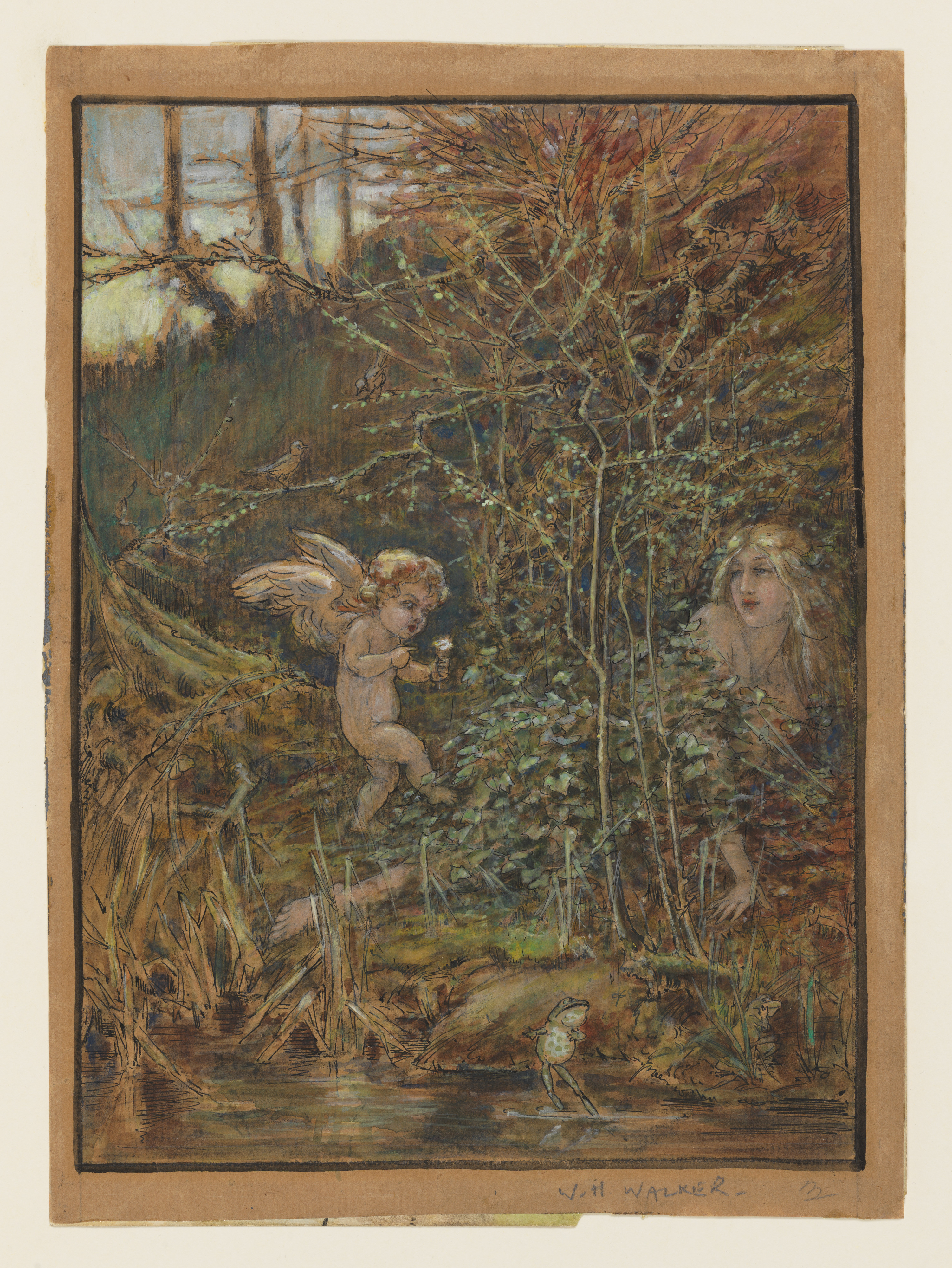 Cupid and Nymph by Forest Pond