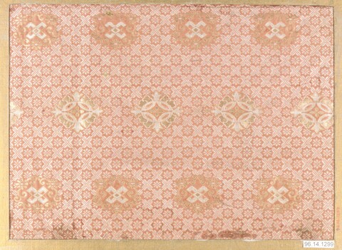 Peach Gold Patterned Woven Silk Textile